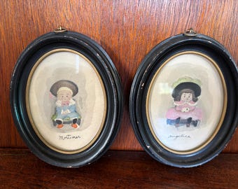 Pair of Vintage Watercolors -  Angelica & Mortimer