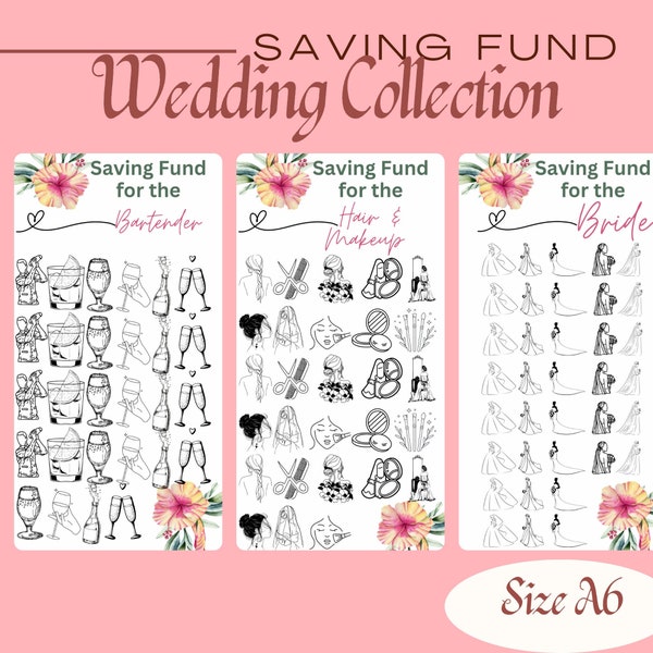 Savings Challenge Printable | Money Saving Challenge | Wedding Fund Jar | Engagement Gift | Savings Tracker Printables | Wedding Checklist