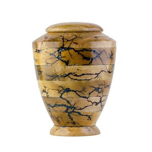 Handmade Fractal Burning Turn Wood Adult Cremation Urn|Wooden Urns for Ashes–Threaded Lid Funeral Urn for Human Ashes or Pet Ashes Container