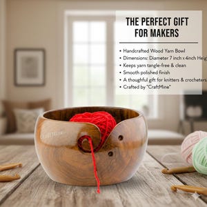 ローズウッドかぎ針セット：人間工学に基づいた木製フック、サイズ3.5 mm～12 mm Only Yarn Bowl 3