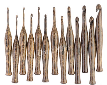 Handmade Rosewood Crochet Hook Set: 13 Sizes with Organizer