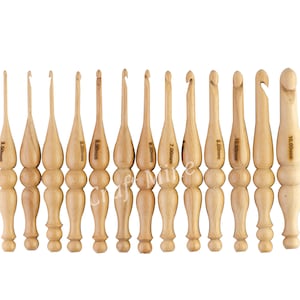 Handmade Wooden Crochet Hook Set of 13 (3.5 mm to 16 mm) with Yarn Bowl & Crochet Holder Organizer - Perfect Gift for Crochet Lovers