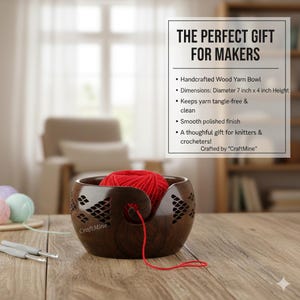 ローズウッドかぎ針セット：人間工学に基づいた木製フック、サイズ3.5 mm～12 mm Only Yarn Bowl 2