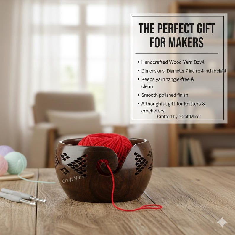 ローズウッドかぎ針セット：人間工学に基づいた木製フック、サイズ3.5 mm～12 mm Only Yarn Bowl 2