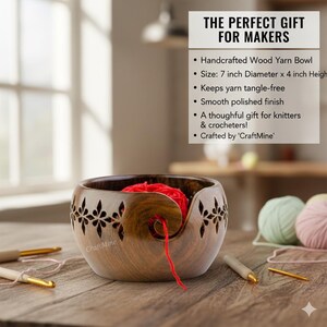 ローズウッドかぎ針セット：人間工学に基づいた木製フック、サイズ3.5 mm～12 mm Only Yarn Bowl 1
