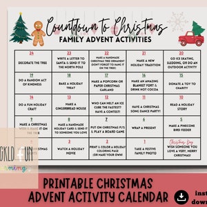 Advent Calendar | Christmas Advent Calendar | Christmas Activities for Kids | Christmas Holiday Countdown | Family Christmas Activities |