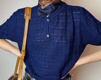 Vintage Dark Blue Knitted Top