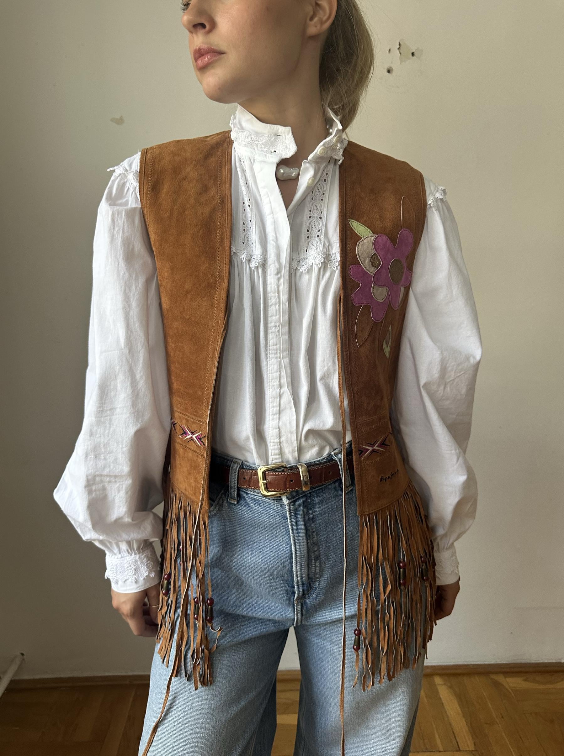 Flower Fringe Vest - Etsy Canada