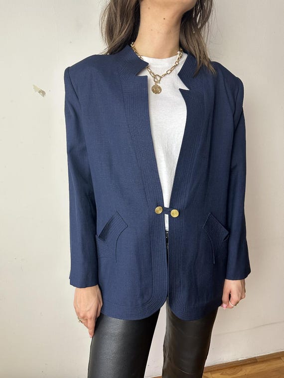 Nina Ricci, Beautiful Vintage Blue NINA RICCI Blazer / Tailored 80s Blazer