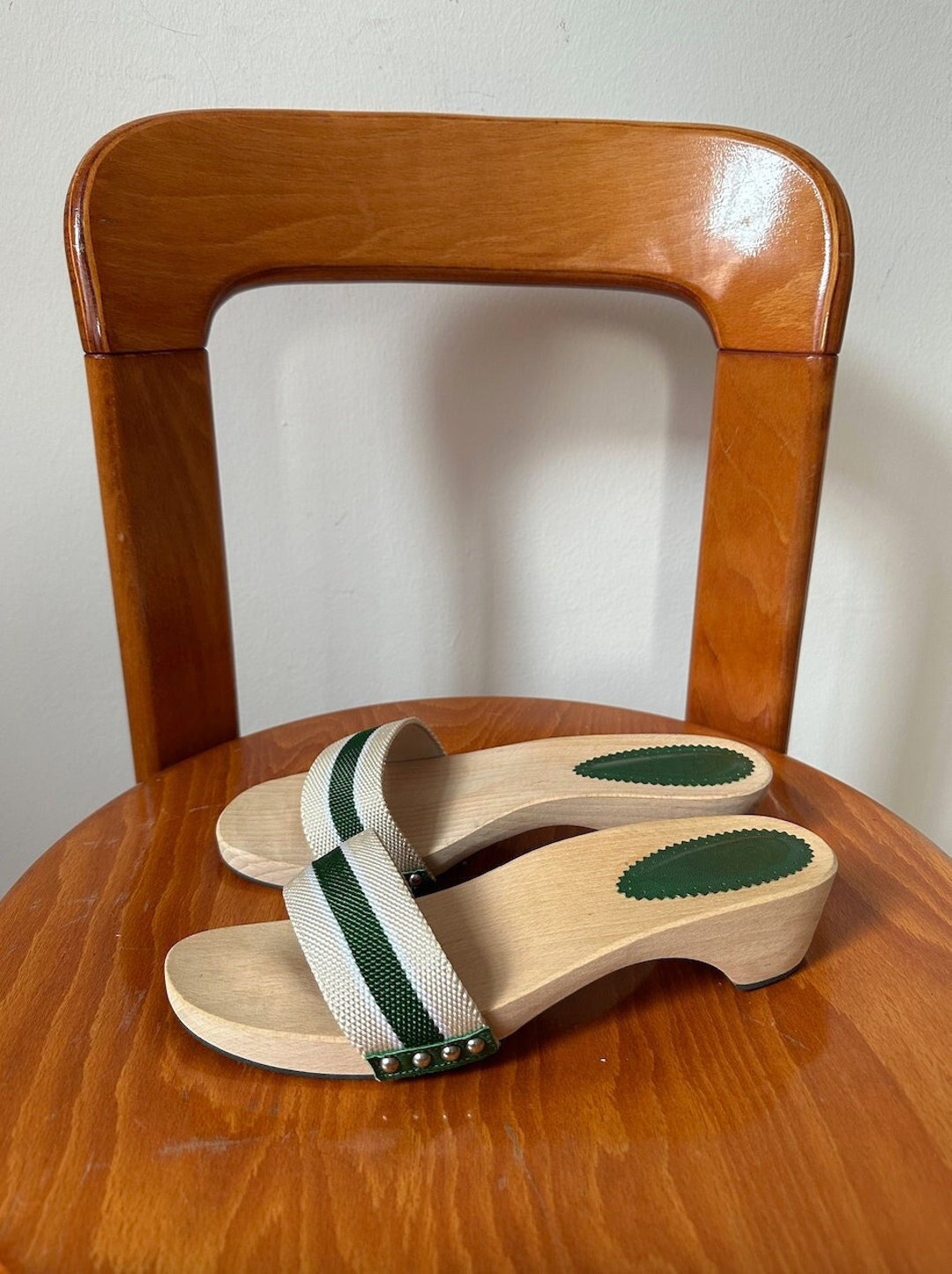 Sandales à Talons TEXTO - Cuir Rouge Clair - Semelle Bois - Taille 37 FR - Très Bon état