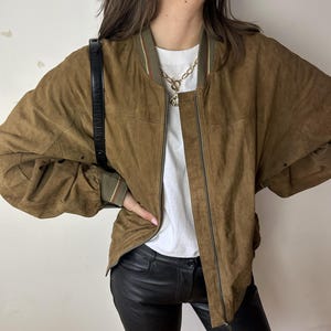 Vintage Suede Leather Brown Leather Jacket / Bomber Jacket / Made in Italy