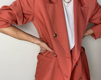 Vintage Salmon Color Double Breasted Blazer