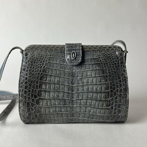 Beautiful Vintage Gray Textured Leather Bag