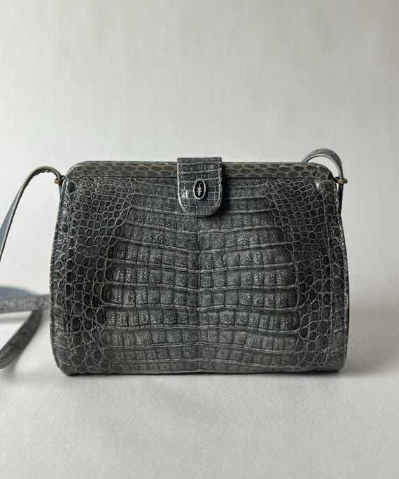Beautiful Vintage Gray Textured Leather Bag