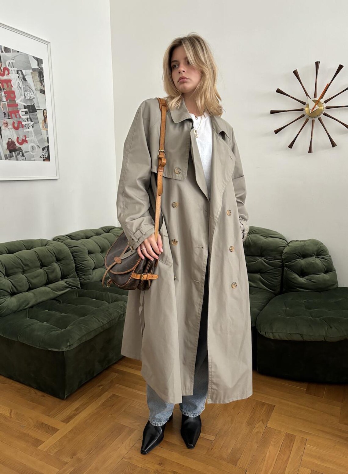 Vintage Grey Cool Trench Coat Etsy Canada