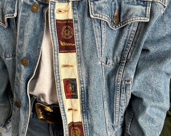 Vintage 80s 90s Denim Jacket With Patches / WAMPUM / Made in