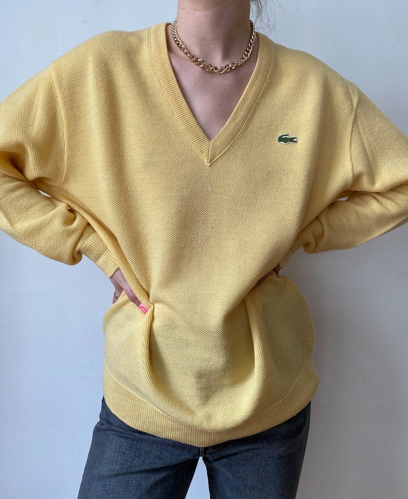80s 90s Lacoste Vintage Wool Mix Pastel Yellow Sweater / - Etsy