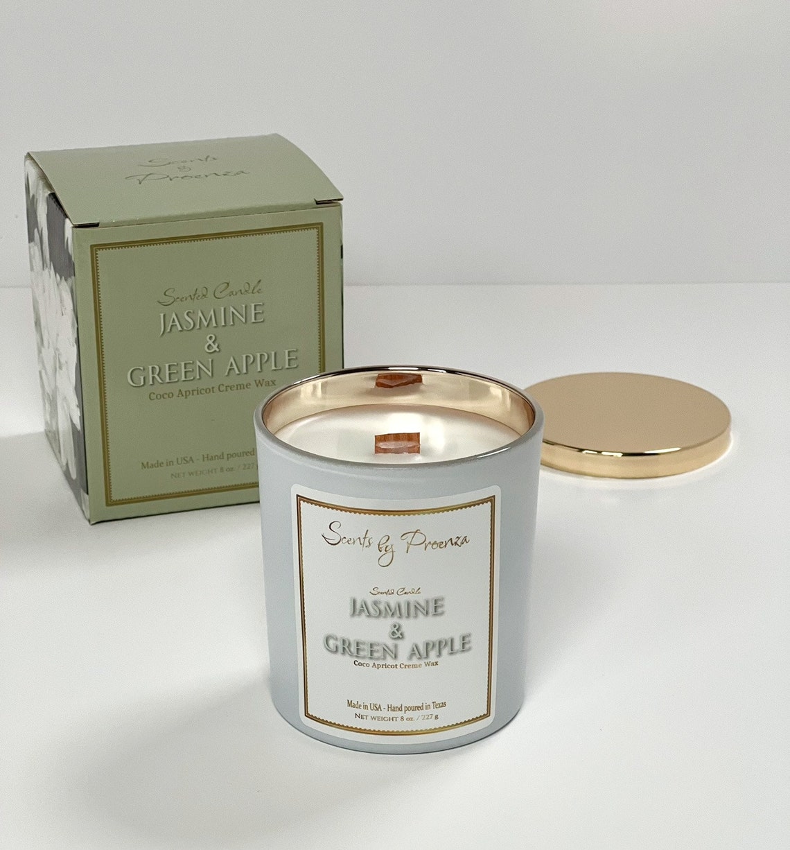 Jasmine & Green Apple Scented Candle Etsy