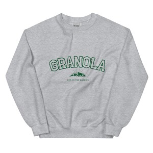 Mountain Sweatshirt &quot;Granola&quot; Varsity Letter Crewneck - Colorado Sweatshirt, Colorado Gift, Hiking Gift