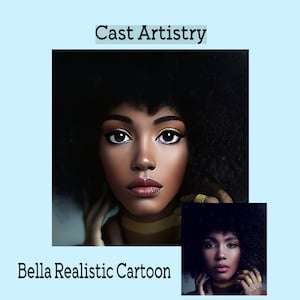 Custom Portrait, 'Bella' Realistic Cartoon Character Digital Art From Your Photo, Personalised Gift for Birthday, Mother's Day.