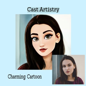 Custom Portrait, 'Charming' Cartoon Character Digital Art From Your Photo, Personalised Gift for Birthday, Mother's Day.