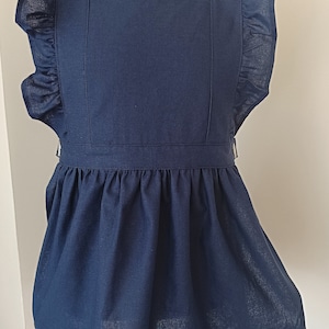 Plain navy blue nursery school apron / sleeveless model size 5/6 years