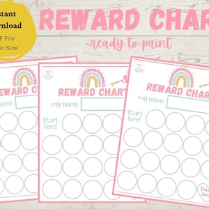 Reward Chart for Kids, Reward Chart Printable, Behavior Chart, Reward Chart Girl, Kids Routine Sticker Chart, Daily Chore Chart Toddler