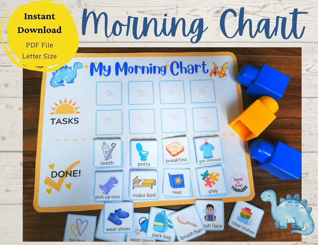 Morning Routine Chart, Morning Checklist, Printable Chore Chart, Daily ...