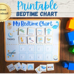 Bedtime Routine Chart, Bedtime Chart for Toddlers, Chore Chart for Kids, Bedtime Sticker Chart, Bedtime Routine Printable, Bedtime Checklist