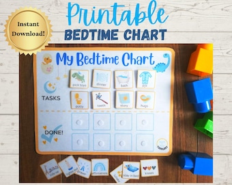 Tabela rutyny przed snem, Tabela pory snu dla maluchów, Tabela obowiązków dla dzieci, Tabela naklejek przed snem, Wydrukowana rutyna przed snem, Lista kontrolna przed snem