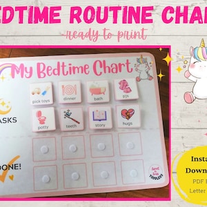 Bedtime Routine Chart, Bedtime Chart for Toddlers, Chore Chart for Kids, Bedtime Sticker Chart, Bedtime Routine Printable, Bedtime Checklist