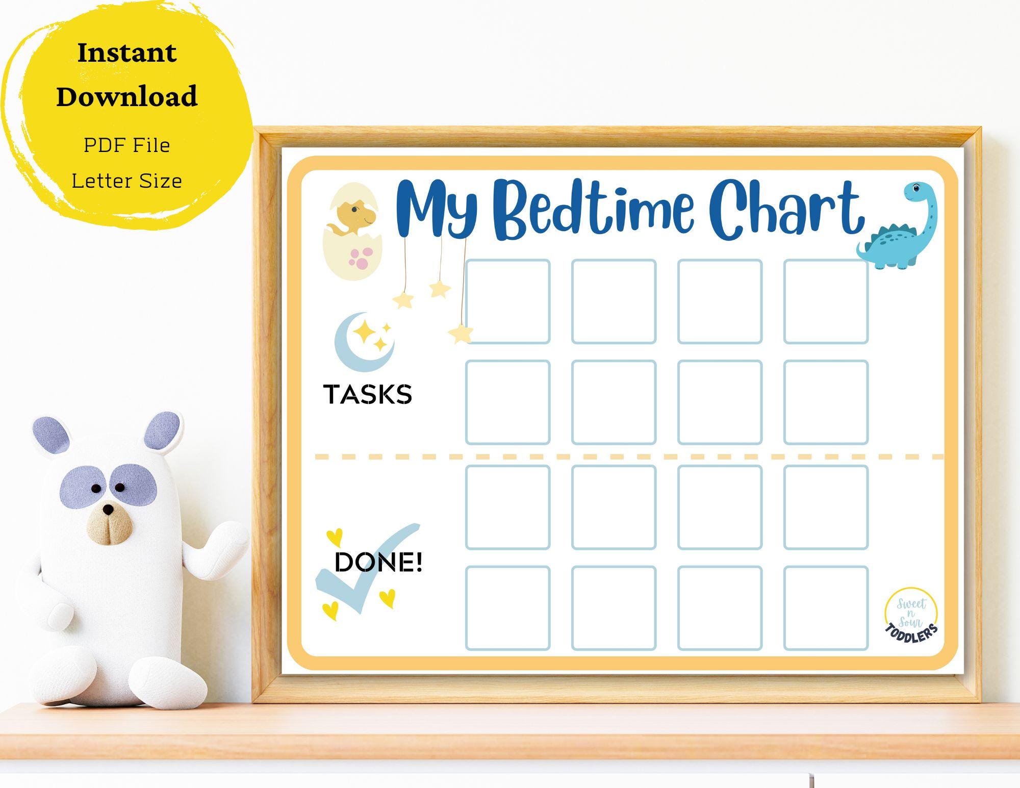 Bedtime Routine Chart, Bedtime Chart for Toddlers, Chore Chart for Kids ...