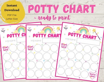 Potty Chart Girl, Potty Training Chart, Potty Chart Printable, Potty Reward Chart, Toddler Potty Chart, Potty Chart Download