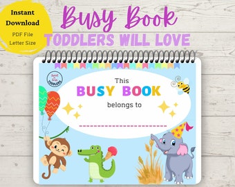 Busy Book for Toddler, Learning Binder Toddler,  Quiet Activity Book for Toddler, Busy Book Printable