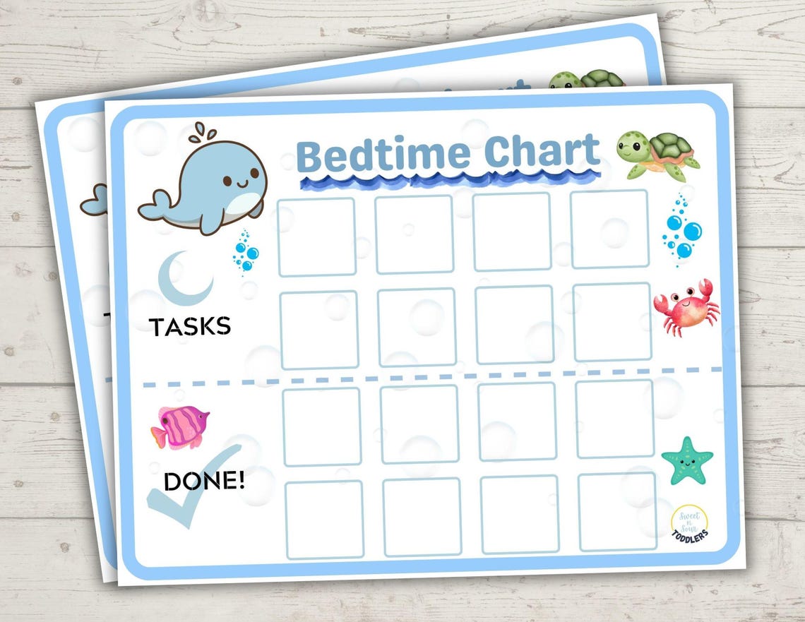 Bedtime Routine Chart, Bedtime Chart for Toddlers, Chore Chart for Kids ...