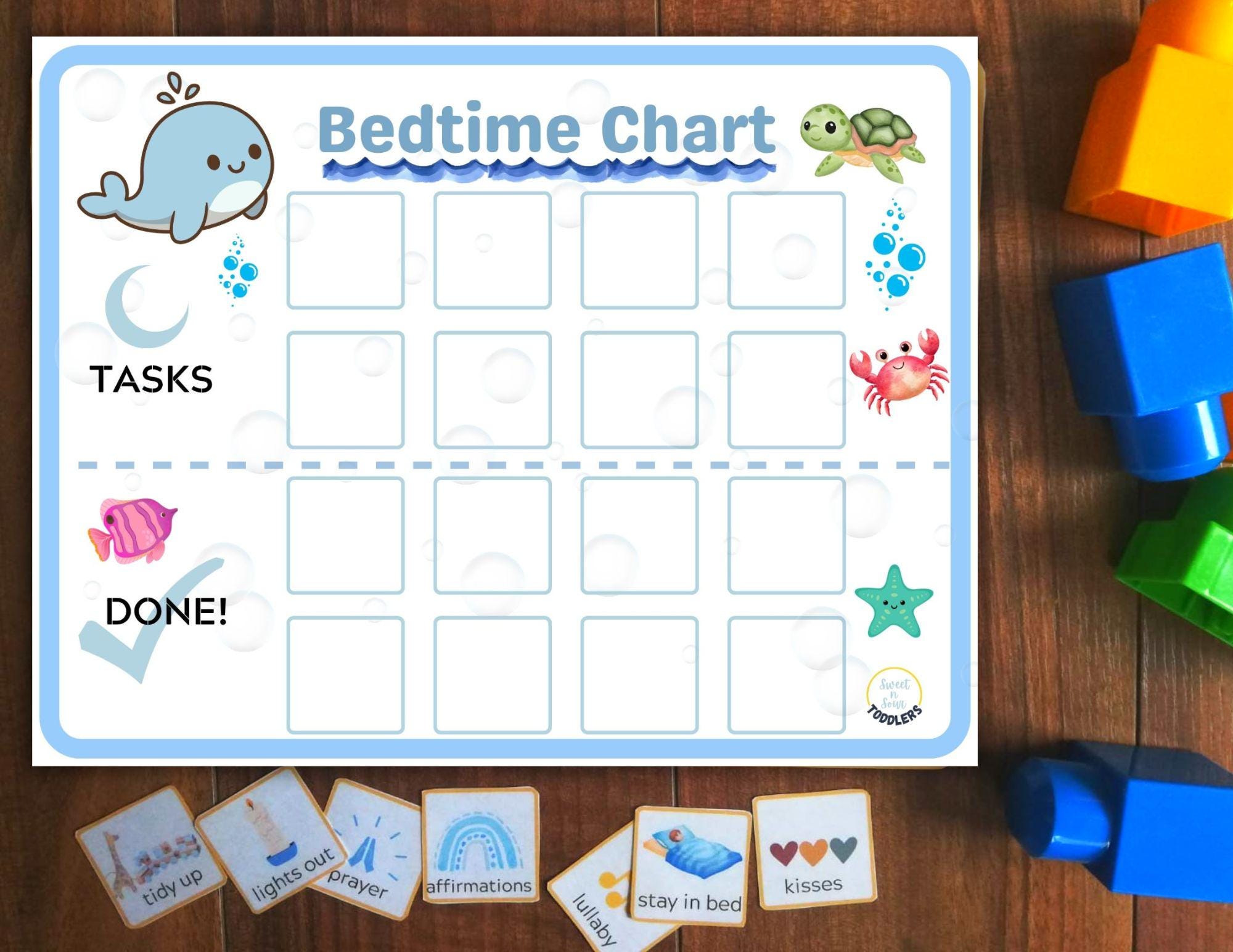 Bedtime Routine Chart, Bedtime Chart for Toddlers, Chore Chart for Kids ...