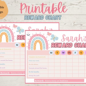 Reward Chart Kids, Toddler Reward Chart, Reward Chart Printable, Chore Chart for kids, Kids Routine Chart, Weekly Responsibility Chart
