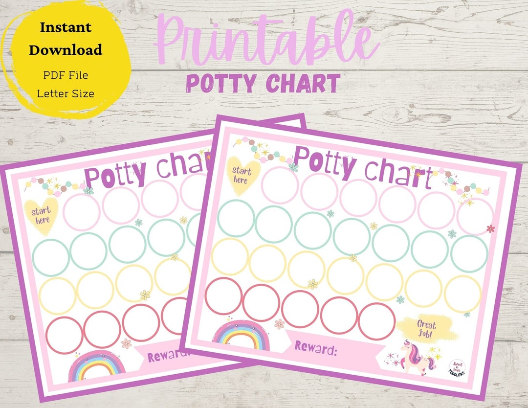 Potty Training Chart, Potty Chart Printable, Potty Chart Girls, Potty ...