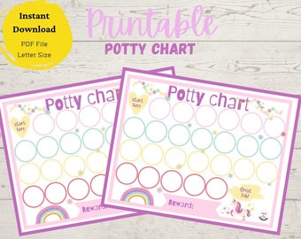 Potty Training Chart, Potty Chart Printable, Potty Chart Girls, Potty Reward Chart, Toddler Potty Chart, Potty Chart Printable
