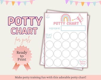 Potty Chart Girl, Potty Training Chart, Potty Chart Printable, Potty Reward Chart, Toddler Potty Chart, Potty Chart Download