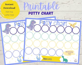 Potty Training Chart Dinosaur, Potty Training Chart for Boys, Potty Training Chart Printable, Toddler Potty Chart, Potty Chart Printable