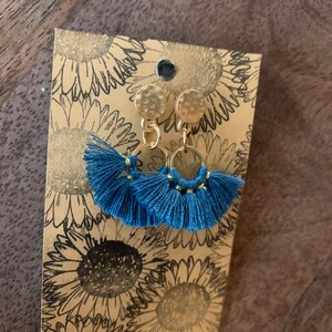 Tassel Earrings, stud earrings, gold earrings, dangle earrings, gift for her, gift for mom, boho style, western style, handmade jewelry