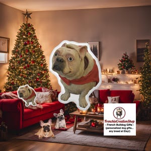 Custom-shaped Christmas Santa French Bulldog Pillow | Personalized Dog Gifts