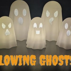 Fantasmas que brillan en la oscuridad (juego de 5) - Decoración de mesa de Halloween