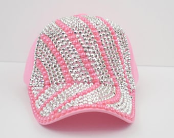 Pink Hat with Pearl and Sequins for women