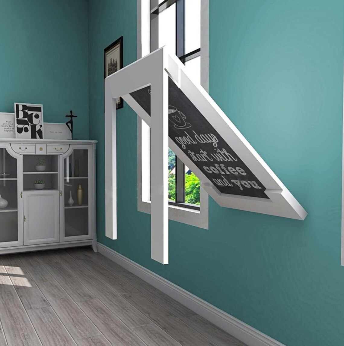 Wall Mounted Murphy Table Foldable Kitchen Table Wooden Etsy