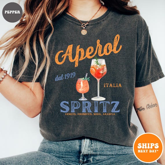 Aperol Spritz T-shirt | Aperol Graphic | Italian Cocktail | Aperitivo Shirt | Aperol Tee | Italy Summer Shirt | Italy Inspired Graphic Tee