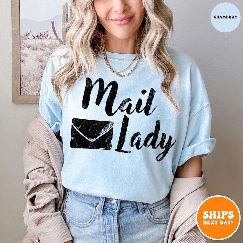 Mail Lady T-shirt | Postal Carrier Worker Tee | Post Office Shirt | Cute Postal Worker | Postal Life Shirt | Mail Lady Gift | Comfort Colors image 10