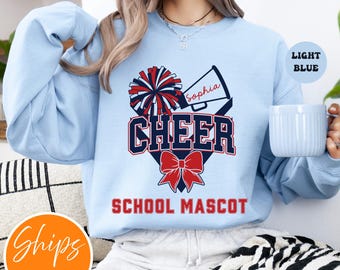 Custom Cheer Crewneck | Personalized Mascot Sweatshirt | Cheer Mom Name Shirt | Team Colors Squad Shirt | Trendy Cheerleader Top