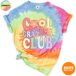 a tie dye shirt that says cool grandma club
